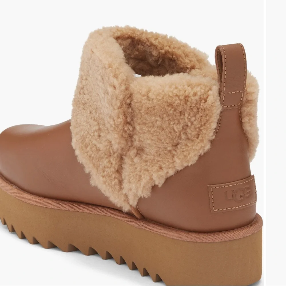 UGG® Ultra Mini Alina Curled Genuine Shearling Platform Boot (Women)